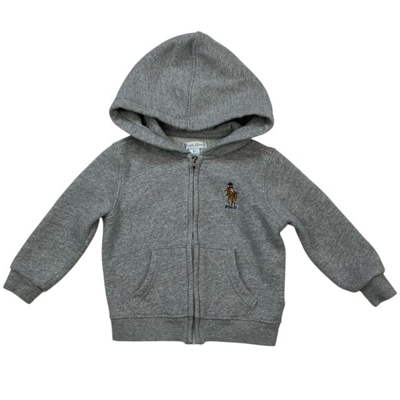 Ralph Lauren Infant's Polo Bear Hoodie Sweatshirt 18M Gray Zip Front Preppy - Picture 12 of 12